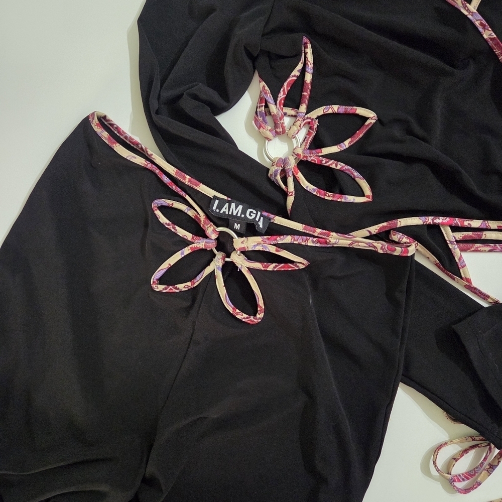 I AM GIA Renalee Set Black Floral Size Medium Authentic - Picture 13 of 16
